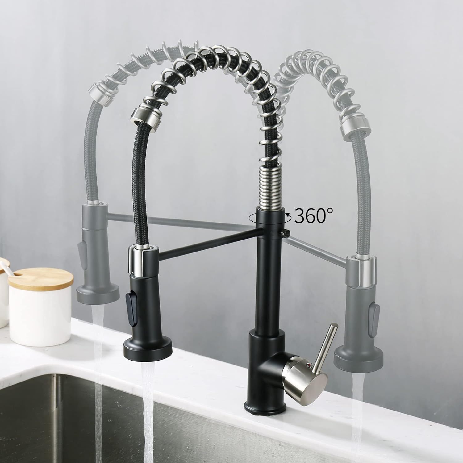 Baterie de bucatarie cu cap retractabil, rotativ 360 grade, Negociabil