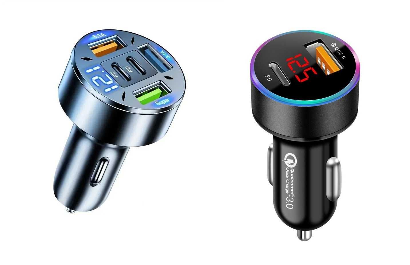 incarcatoare fast charge 65w auto rapid usb+type c , afisaj tensiune