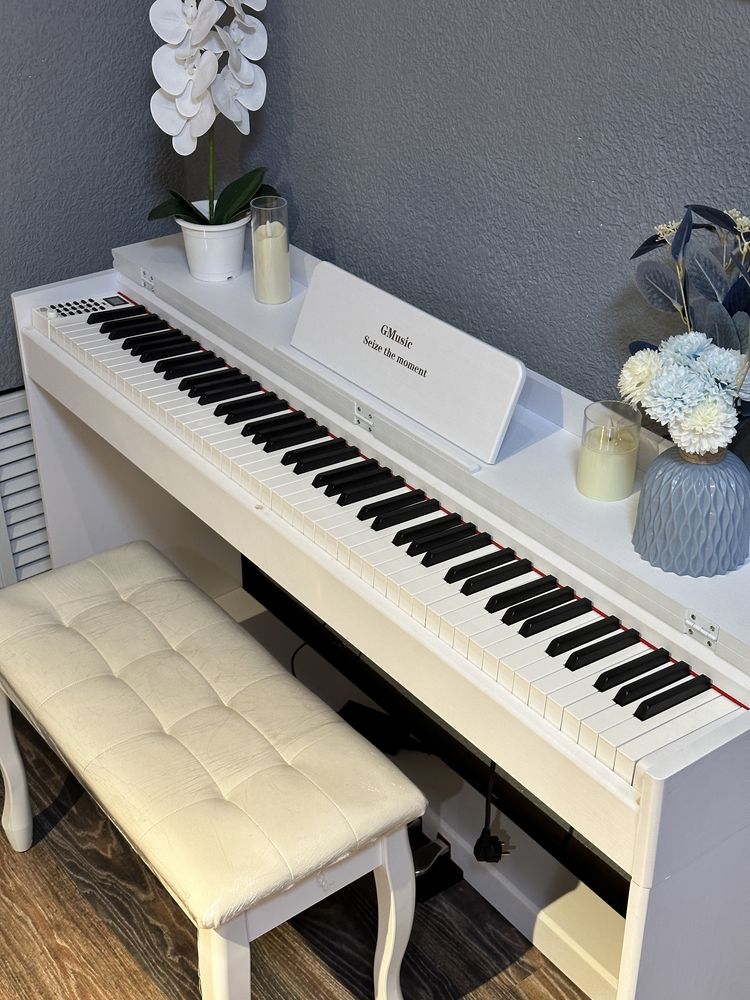 Цифравое пианино Gmusic  Белый матовый + банкетка