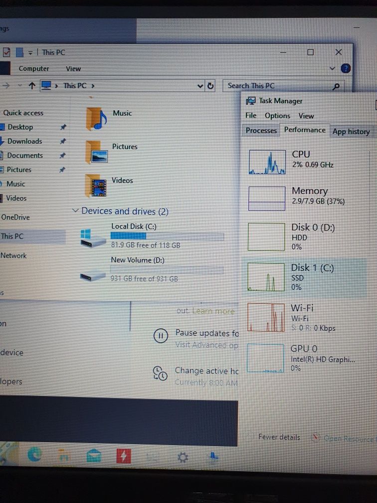 Asus Vivobook, Ecran 15" Cpu i5,Ram 8gb,Ssd128+Hdd 1T,Incarcator