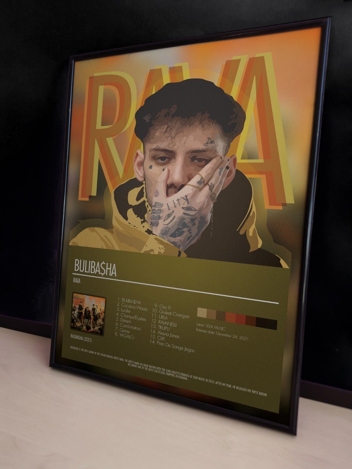 Poster RAVA, cadou pentru fani trap. 4226. Album Buliba$ha.