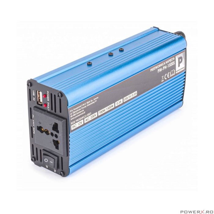 Convertor de tensiune auto, invertor tensiune 12V 230V 1500 W,