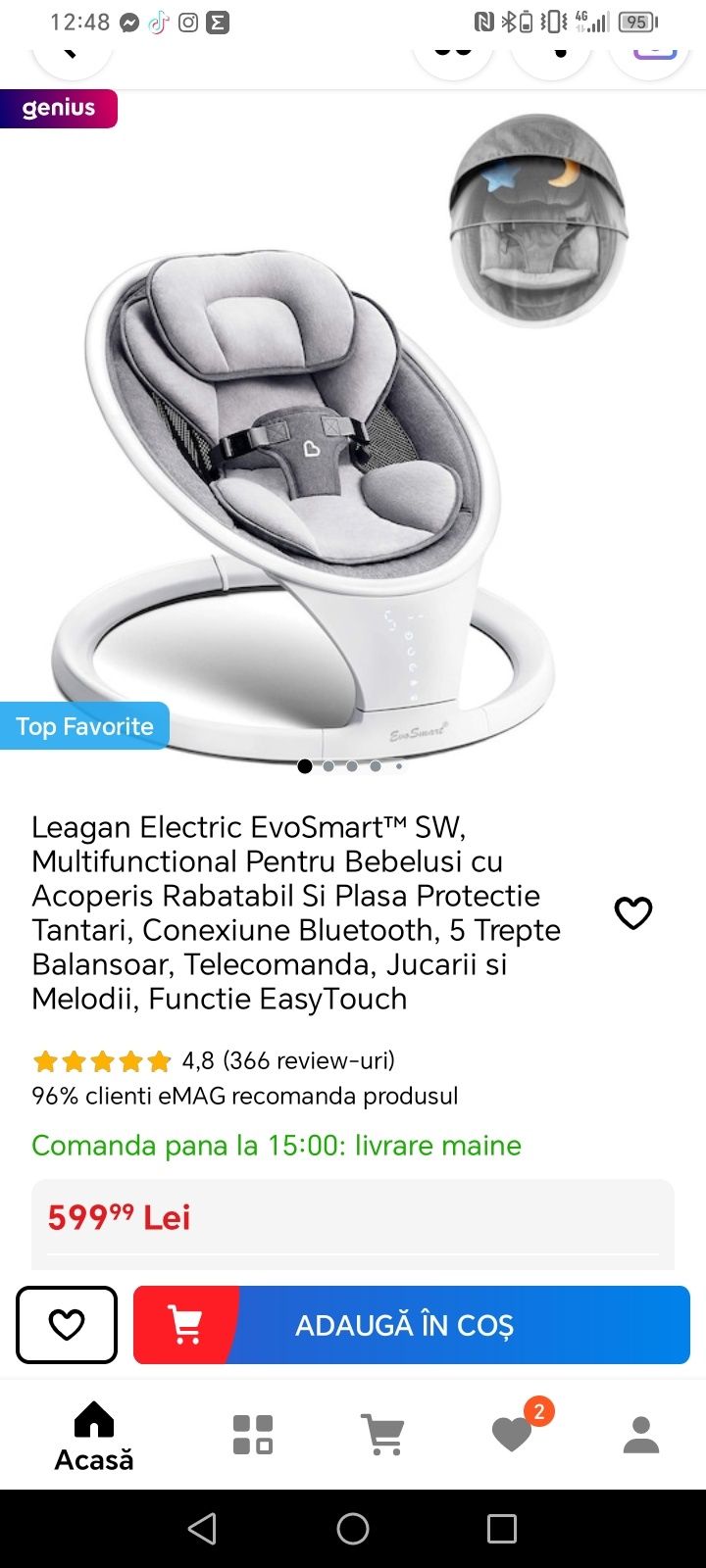 Vând balansoar bebeluși EvoSmart