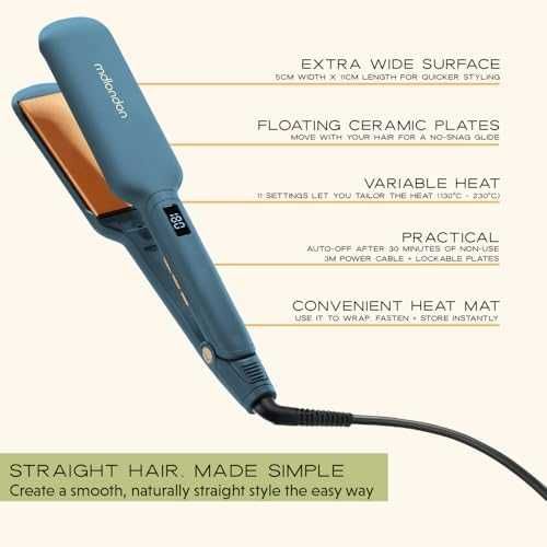 Нова Широка Преса за Коса mdlondon PHAT Идеална за Гъста и Дълга Коса