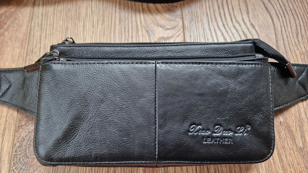 Мъжка чанта през рамо от естествена кожа. Бъбрек