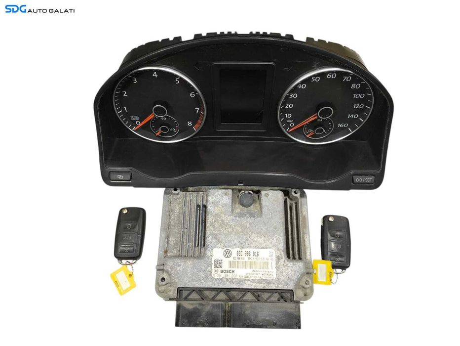Kit Pornire ECU Calculator Motor Ceas Ceasuri Bord Chei Cheie CIP Imobilizator Volkswagen Golf 6 Plus 1.4 TSI CAXA 2008 - 2013 Cod 03C906016 0261S04390 5M0920970D [LR1614] [LR1615]