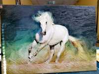 Абстрактна картина Репродукция 'бял кон' Ръчно нанесен релеф