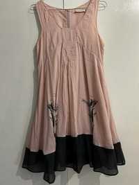 rochie ampla roz - negru cu imprimeu Lauren Vidal marimea XS