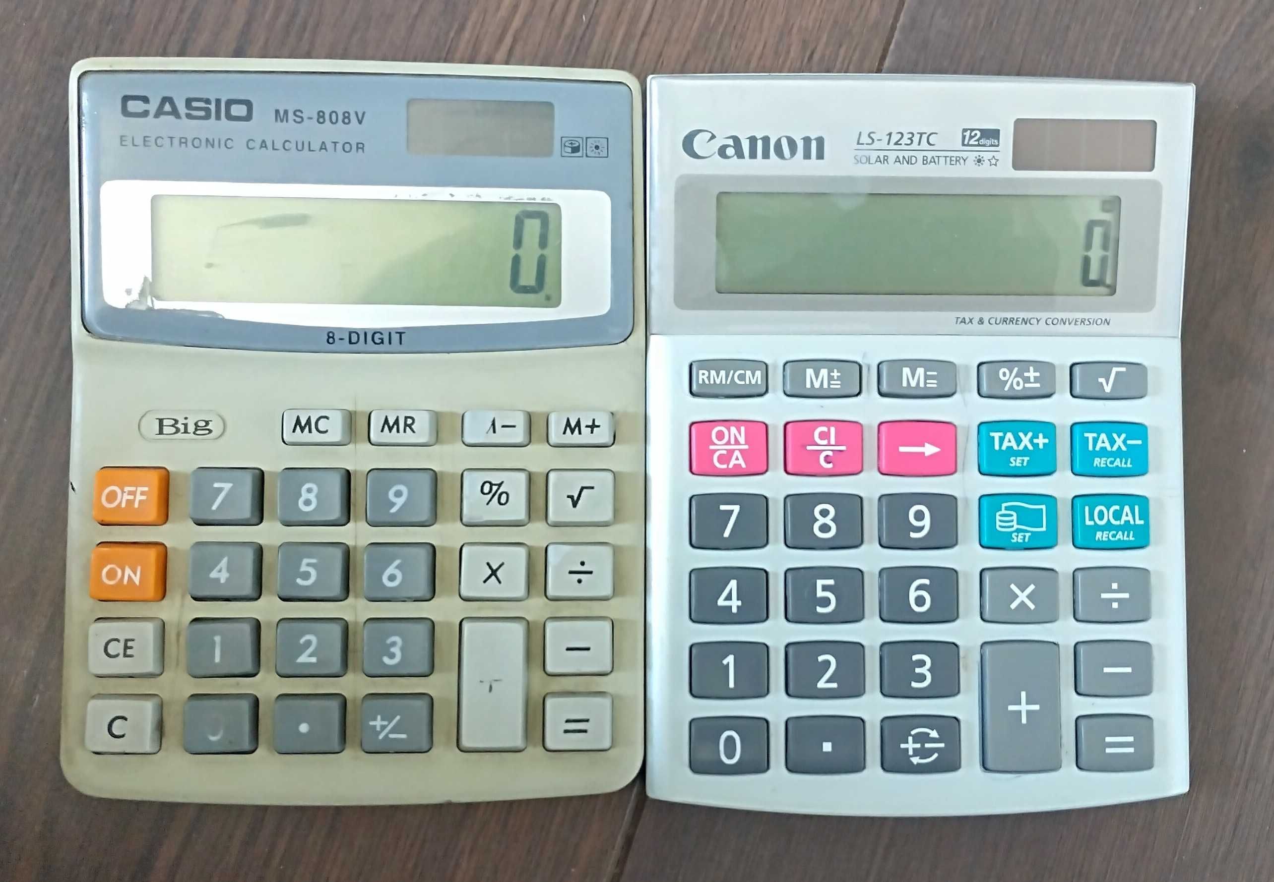 Calculatoare buzunar Casio și Canon