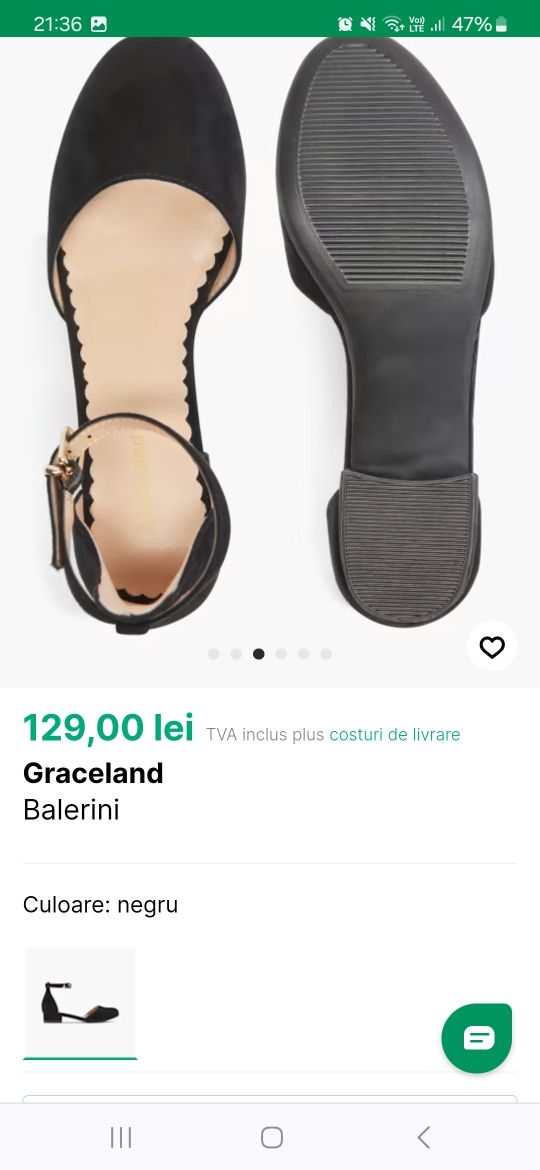 Balerini/ pantofi cu bareta Graceland 34 fete