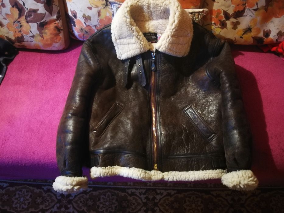 Geaca Aviator Pilot*SCHOTT NYC*Cojoc Blana Shearling Bomber B-3 WW2