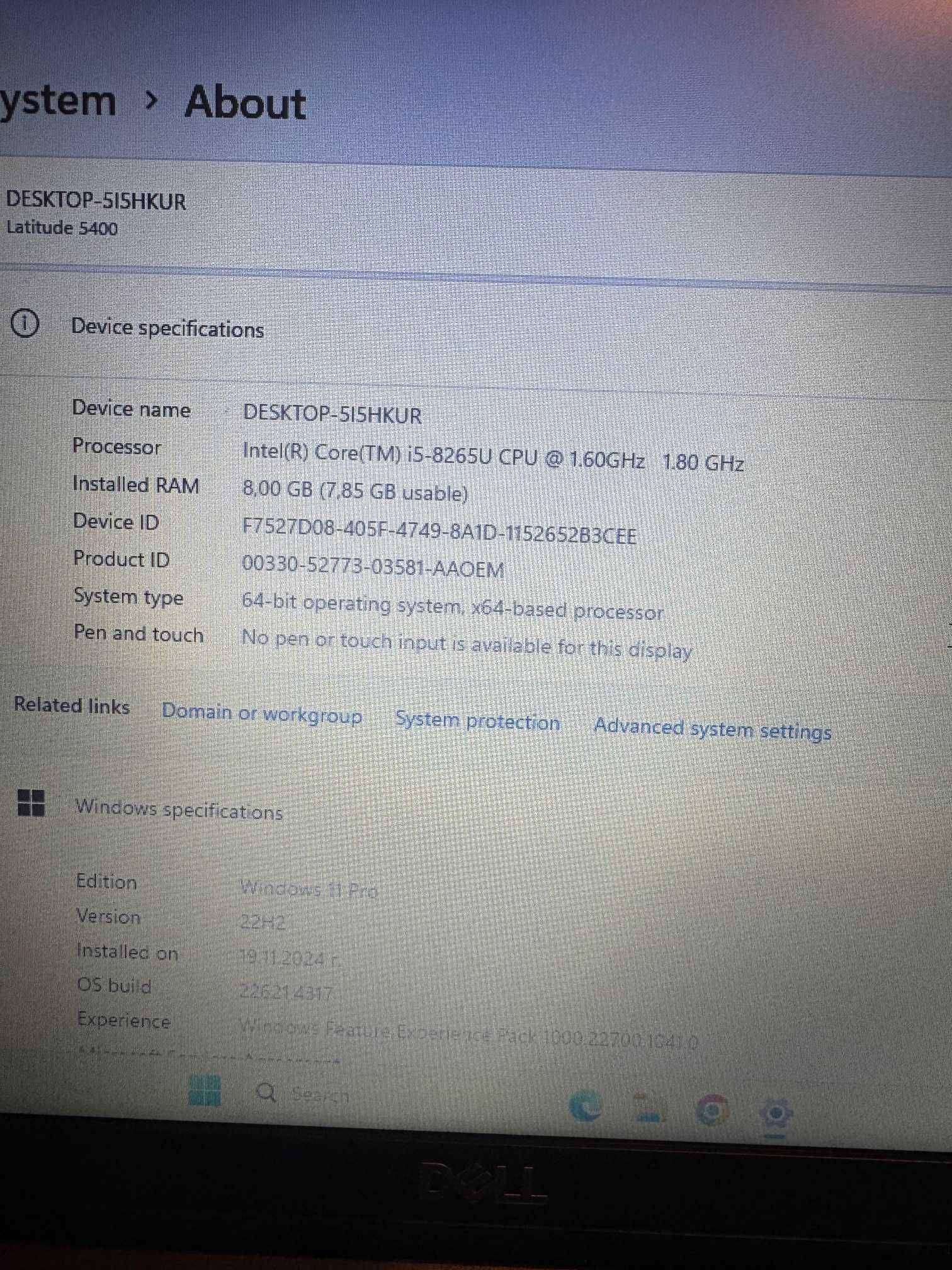 Dell Latitude 5400 отличен I5/8RAM/256 SSD