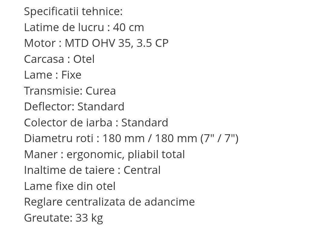 Scarificator gazon pe benzina