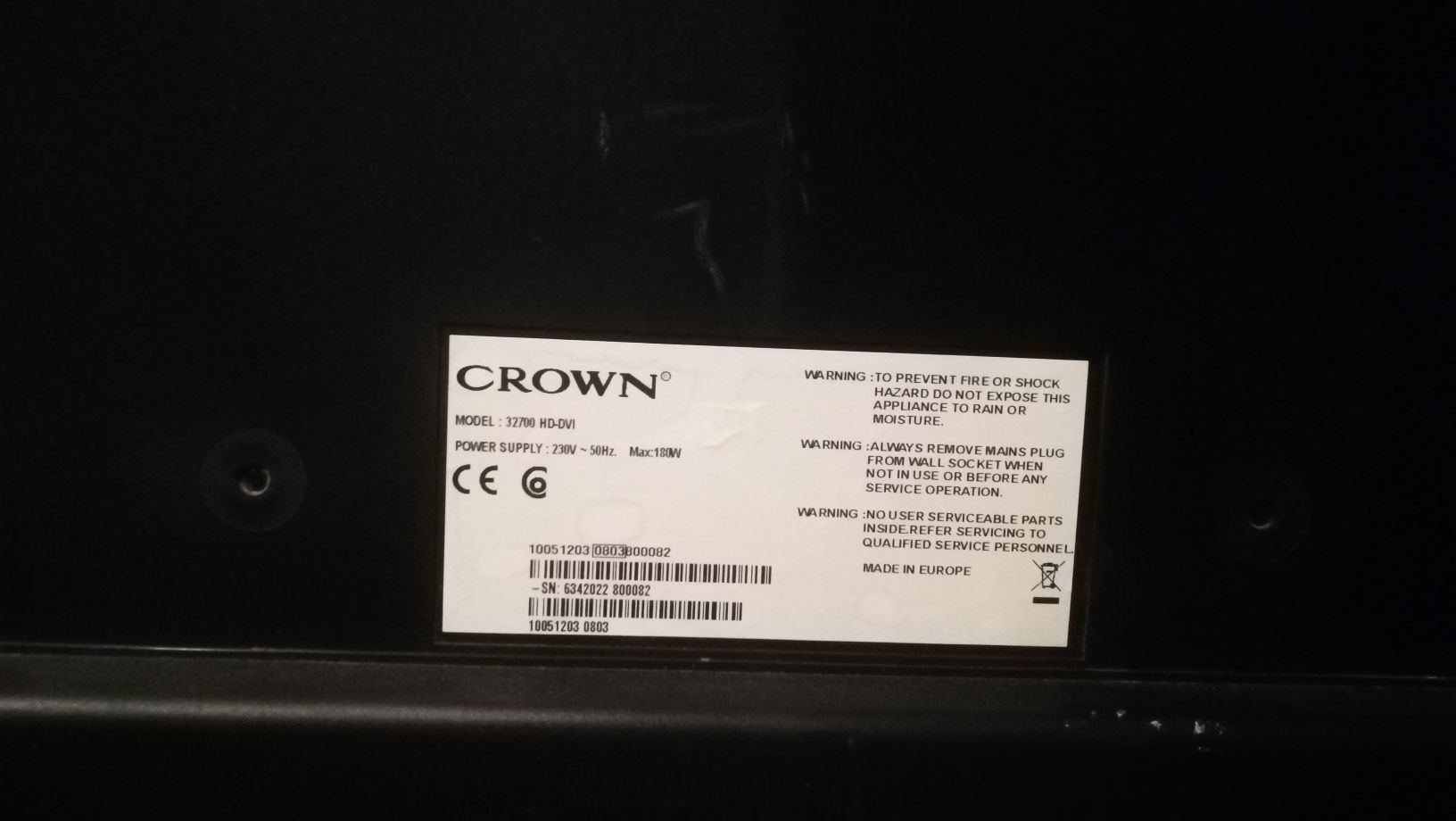 Телевизор 32 инча! Crown 32700 hd-dvi
