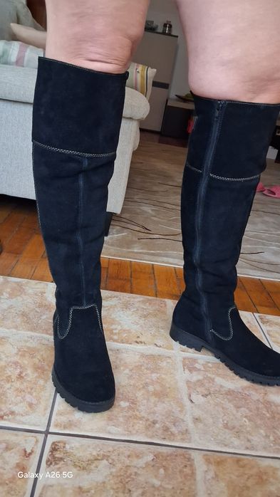Cizme lungi piele întoarsă  Rieker 38