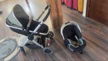 Carut mothercare journey 3 in 1 verde (scoica, landou, scaun sport)