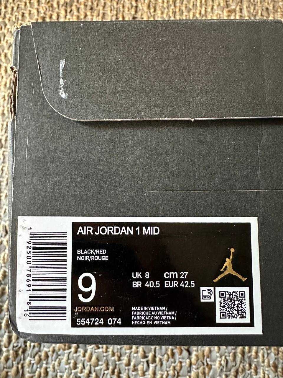 Nike Air Jordan 1 42, 42.5 Mid Black/Red