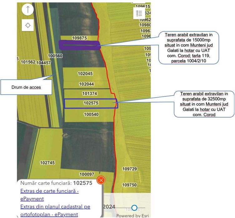 Teren arabil extravilan Munteni/Corod Galati
