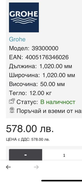 Душ корито НОВО Grohe