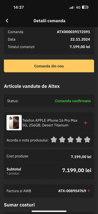 Iphone 16 PRO MAX 256GB, Desert Titanium