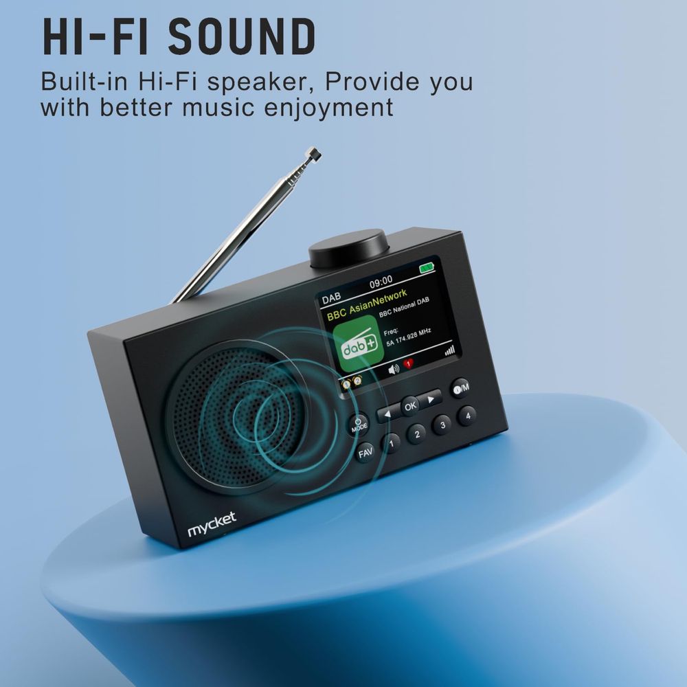 MYCKET акумулаторно DAB/DAB+/FM радио/Bluetooth/2,4” LCD цветен екран