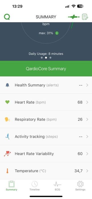 Qardio Core monitorizare cardio schimb cu  Garmin Zumo