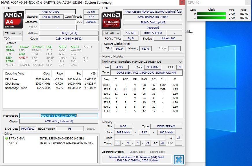 Procesor AMD A4-3400,Dual Core La 2,70Ghz,Socket FM1