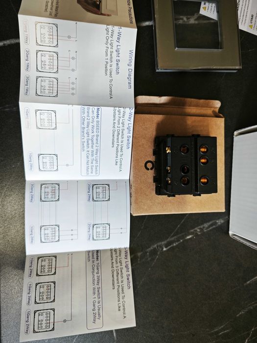 Intrerupator BSEED 2 Gang 2 Way Two Way Switch,Grey Screwless ,10A