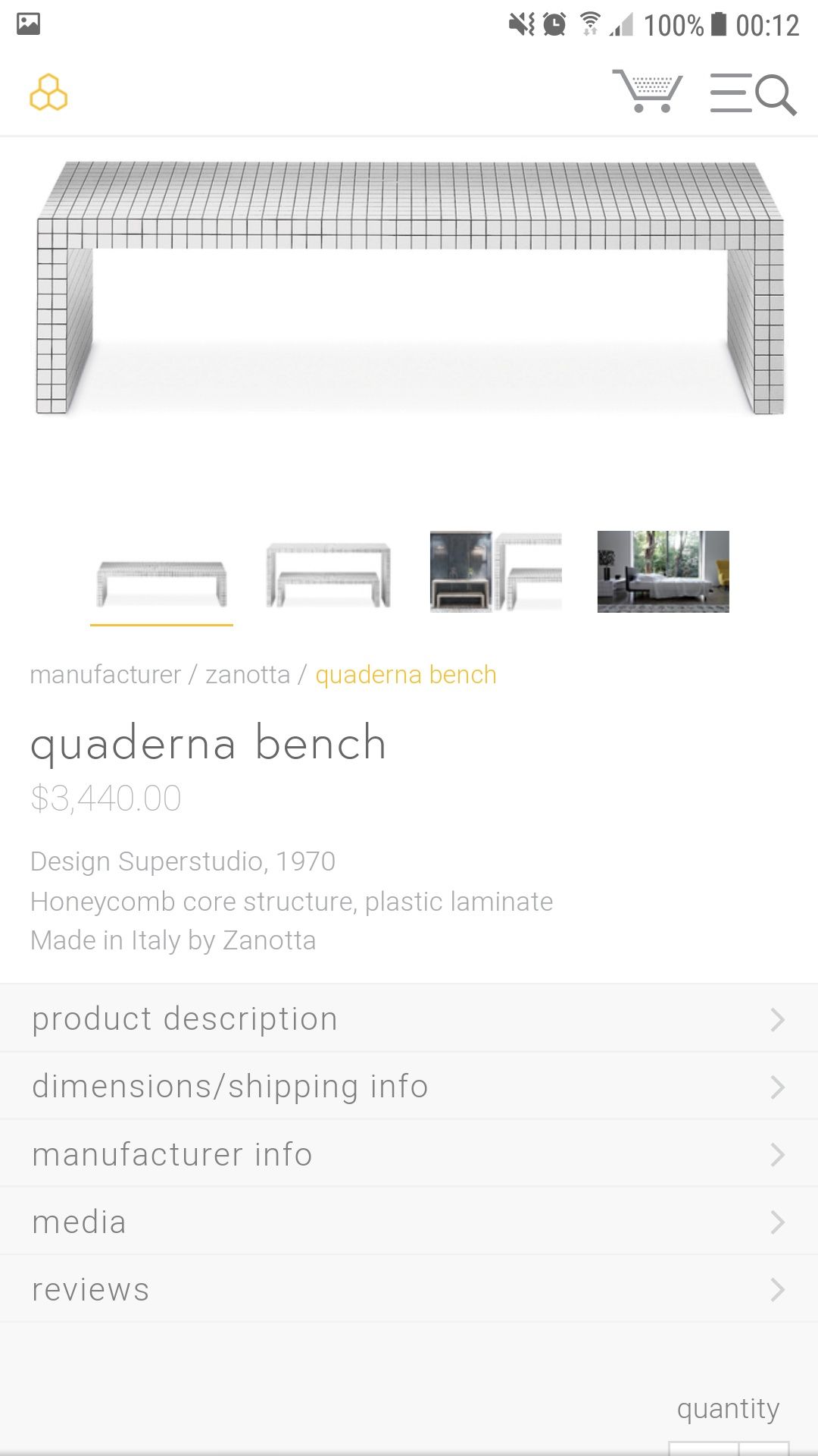 Zanotta Quaderna Bench -mobilier