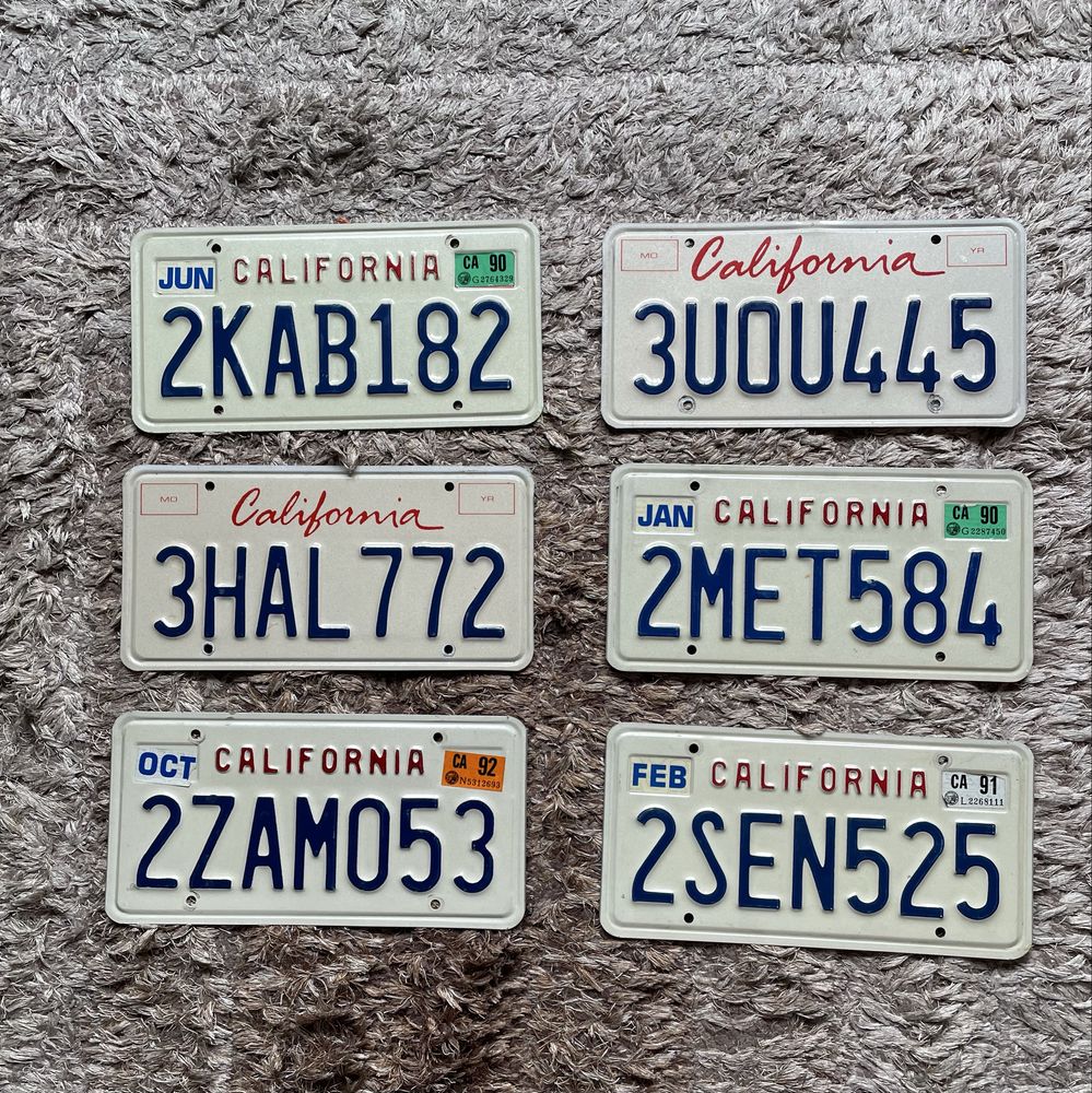 Placuta/placa/numar inmatriculare masina California Sua zx