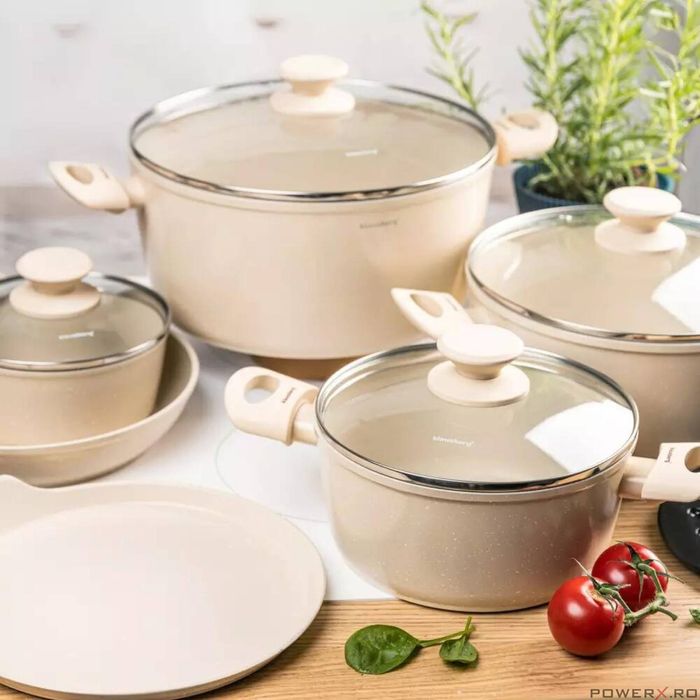Set oale gatit, 12 piese, aluminiu cu invelis marmorat, 28/24/20/16