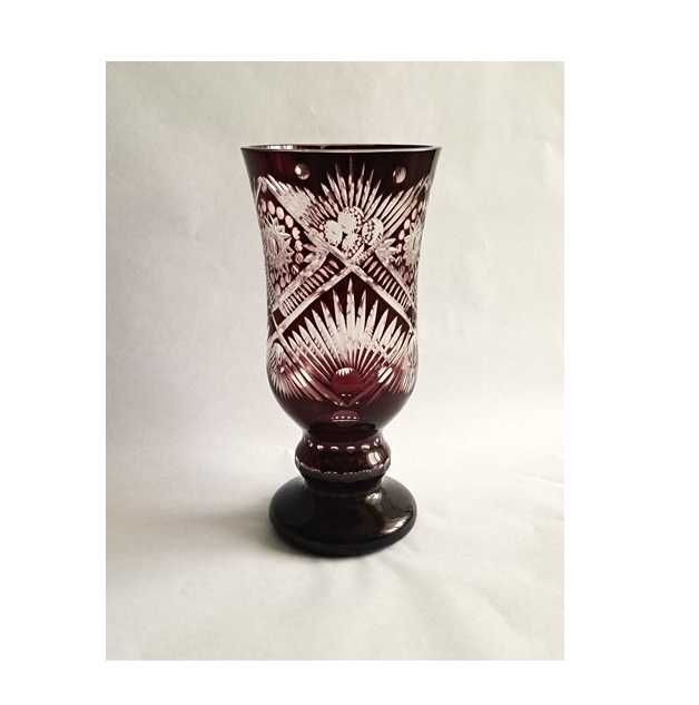 Vază din cristal autentic - roșu rubiniu Bohemia