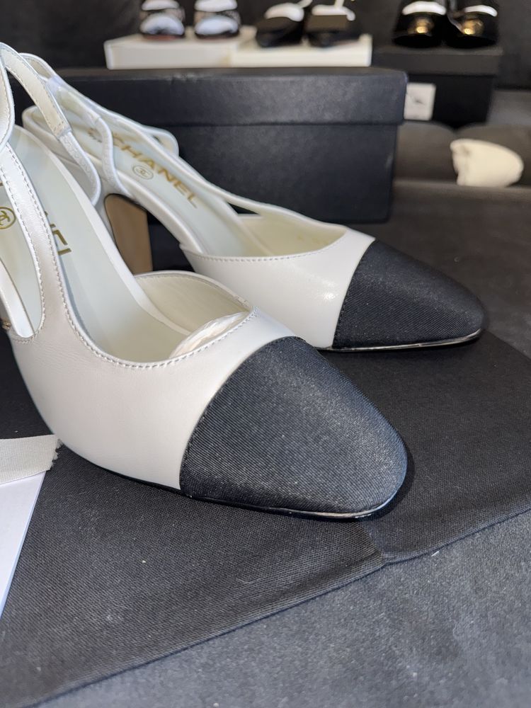 Pantofi Chanel Slingback- piele naturala/marime 39/full box