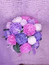 Подарок к празднику-букеты из пионов, роз, лилий из мыла ручной работы