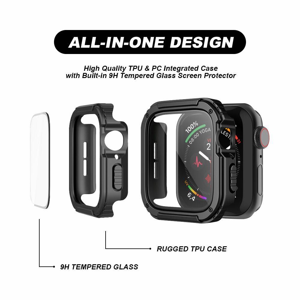 Lito S+ Кейс със стъклен протектор за Apple Watch 45mm 41mm 44mm 40mm