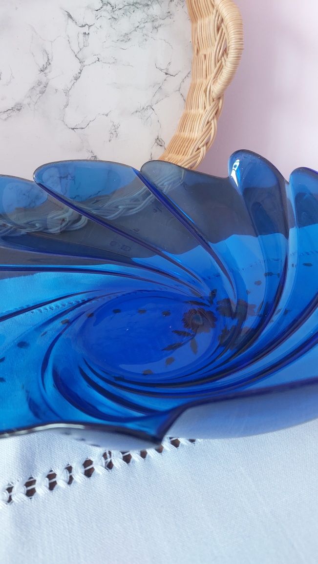 Винтидж фруктиера на Arcoroc в кобалтов син цвят