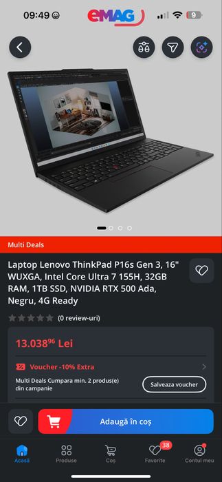 Workstation Lenovo ThinkPad P16s Gen 3, Intel Core Ultra 7 165H