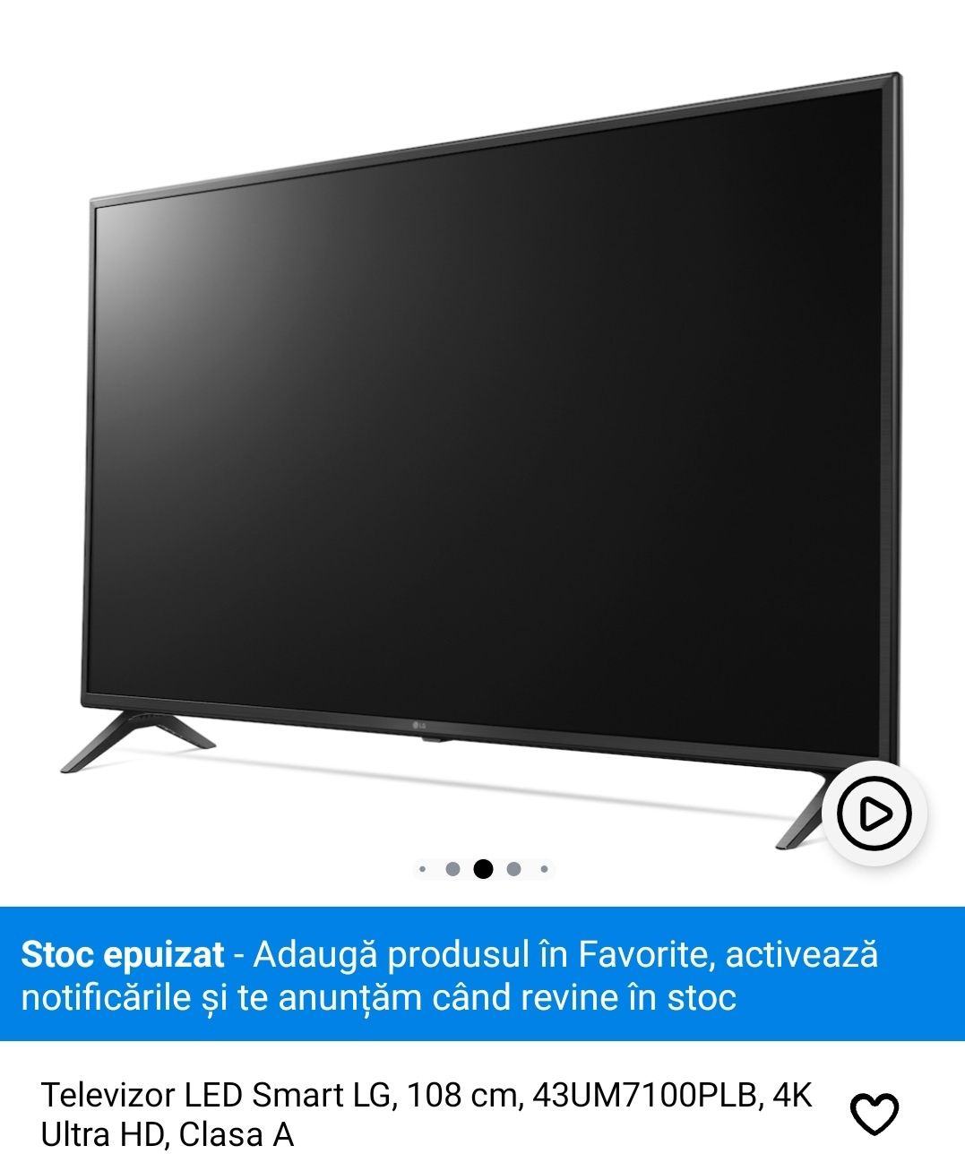 Televizor LED Smart LG, 108 cm, 43UM7100PLB, 4K Ultra HD,Pret fix!!!