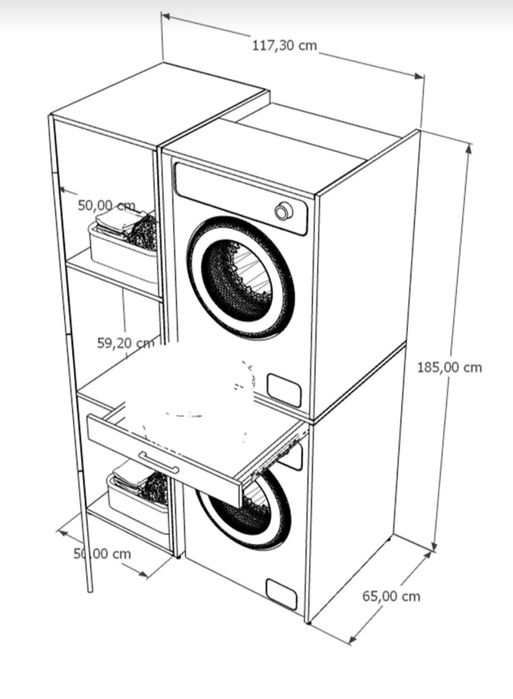 Шкаф за пералня и сушилня с рафтове
