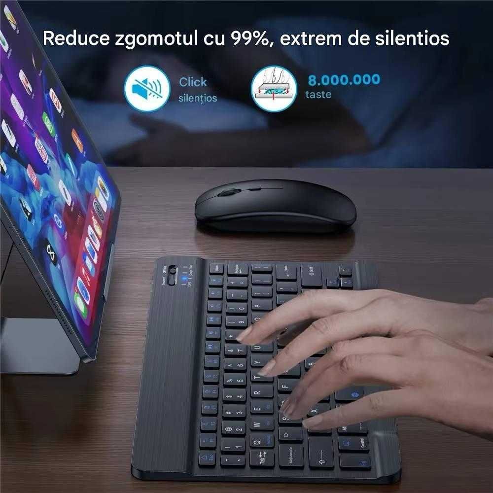 Kit Tastatura si mouse Bluetooth/2.4G reincarcabile  Alb sau Negru