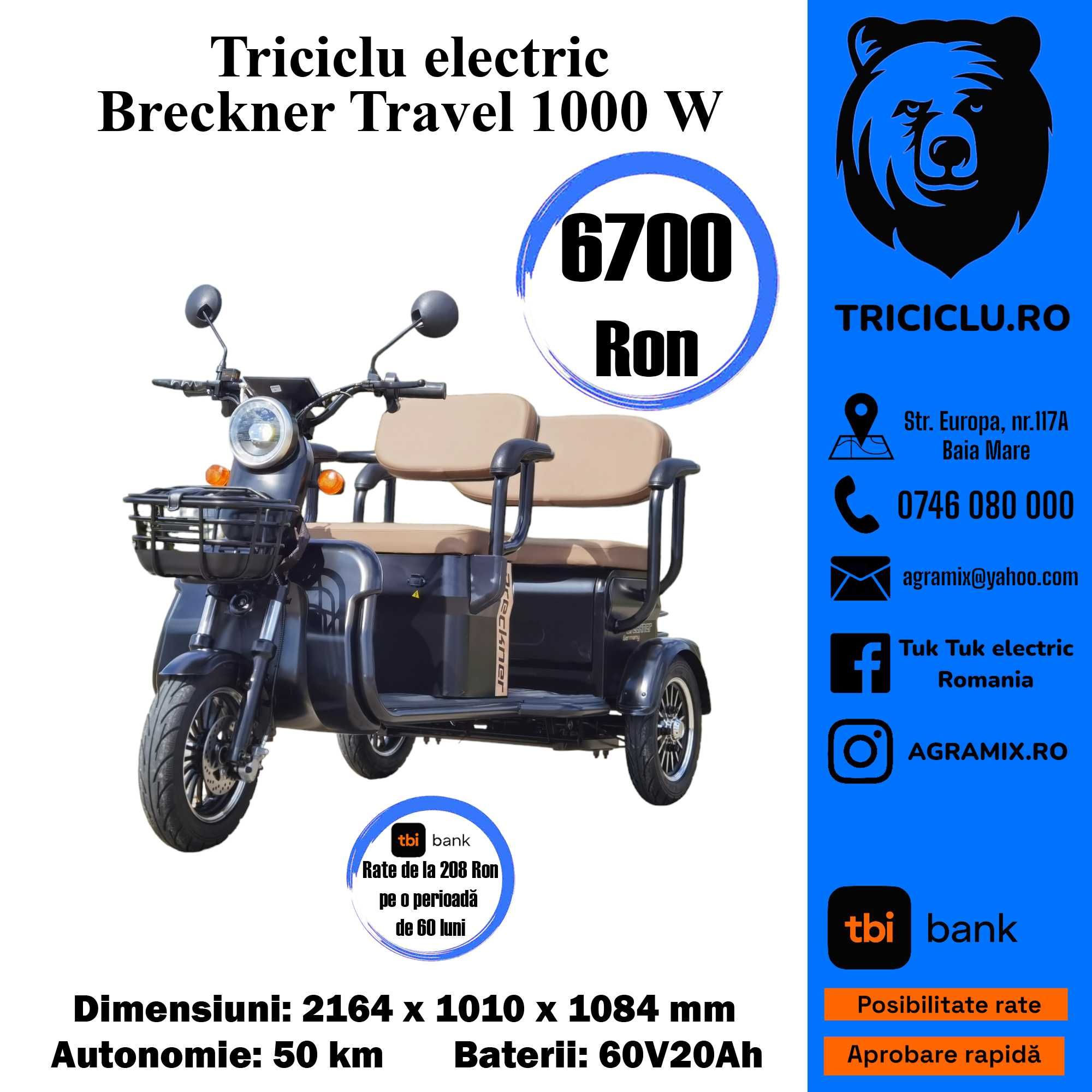 Triciclu electric tuk tuk electric Breckner Germany-TRAVEL-nou Agramix