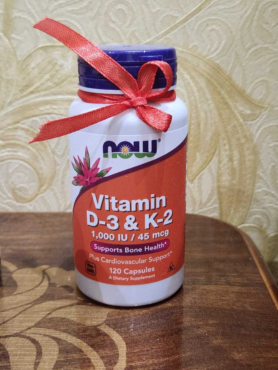 Витамины D-3 & К-2 NOW Foods Д3К2, 120 растительных капсул