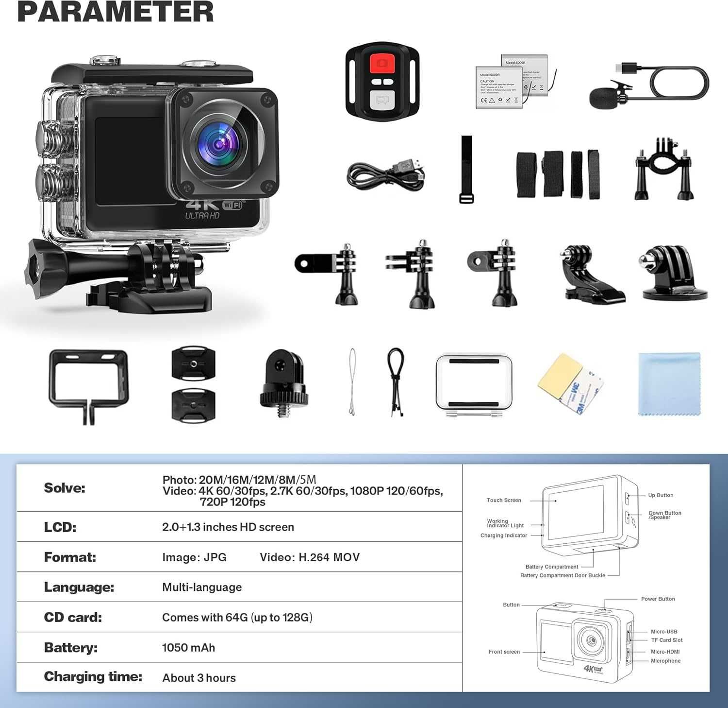 4k WiFi  Екшън Камера V88R®