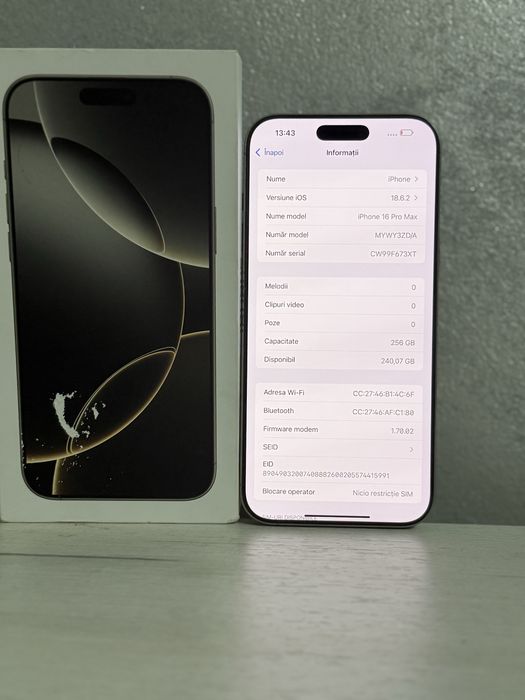 iPhone 16 pro max Pret 4500 lei fix