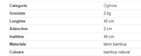 Oglinda din bambus natural, Lemi, stare Impecabila (ca si noua), 45 cm