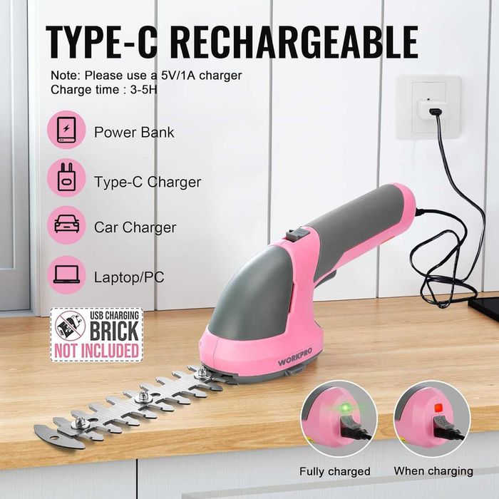 Aкумулаторна ножица за трева и храсти 2 в 1, 7.2V, 2000 mAh, 2 ножа