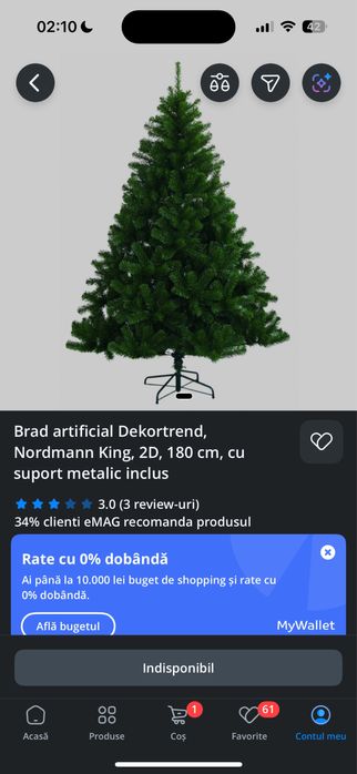 Brad artificial 2D 180cm