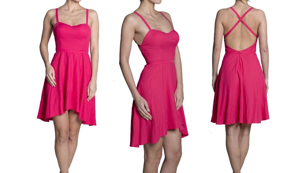 Rochie scurta asimetrica fucsia