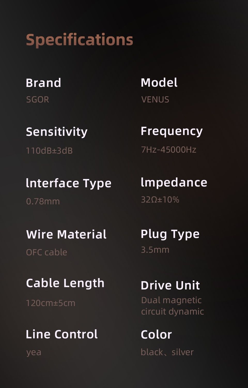 Кабелни IEM слушалки SGOR Venus Hybrid, полуоворен монитор, 2 DD