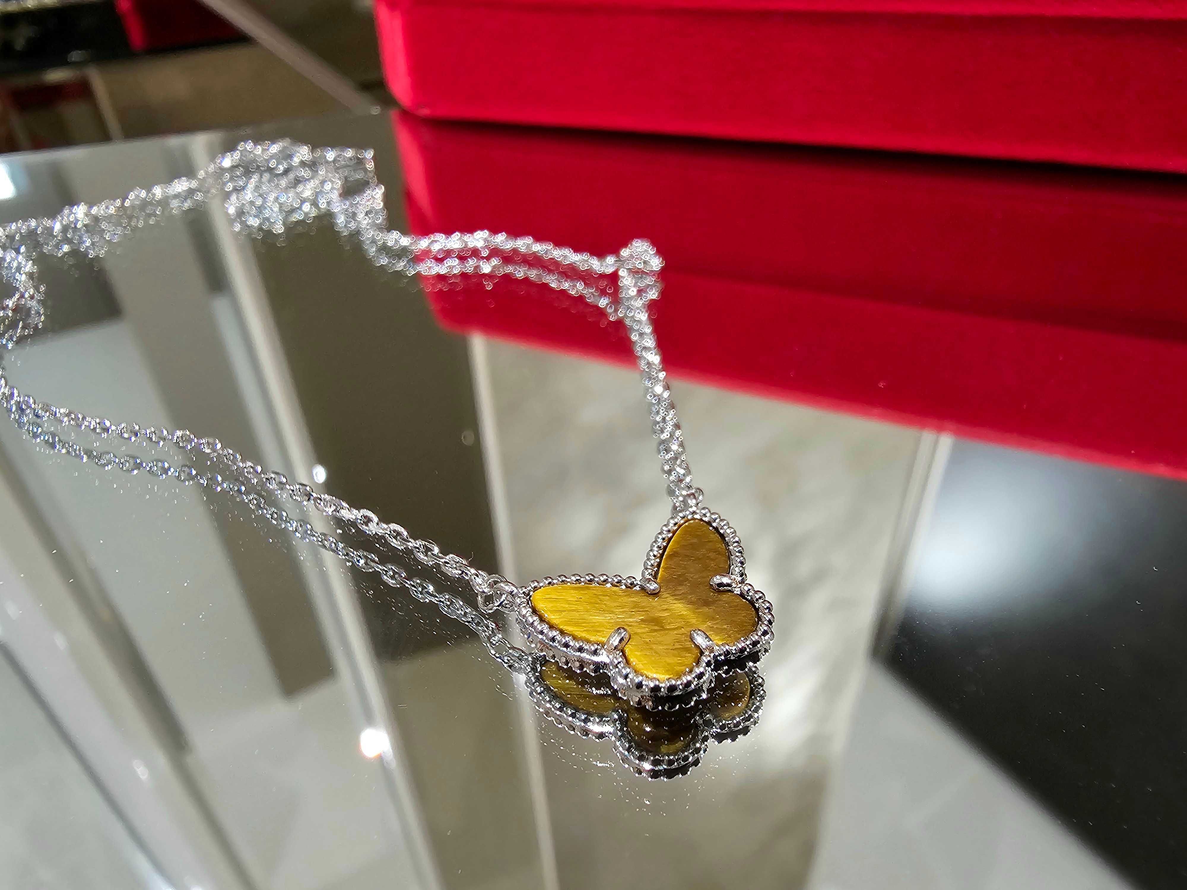 Van Cleef & Arpels VCA Silver Alhambra Tiger Butterfly Дамско Колие